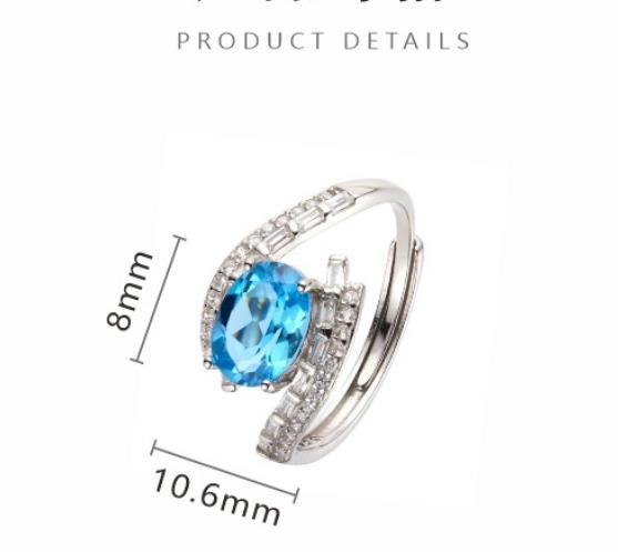 S925 Sterling Silver Natural Gemstone Ring